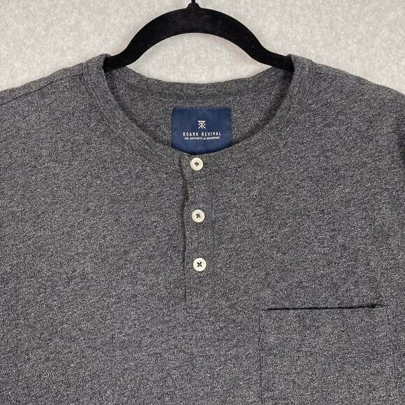 Roark Shirt Mens L Grey Long Sleeve Henley - Picture 2 of 7